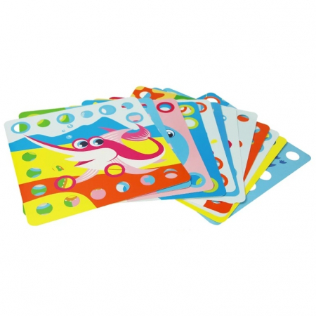 Joc creativ mozaic Genius Art, Animale Marine, 12 cartonase, 35 de butoni, Toyska [2]