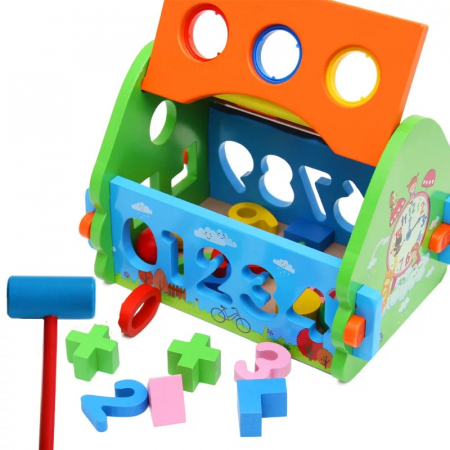 Casuta multifunctionala din lemn 5 in 1 cu sortator, multicolor [2]