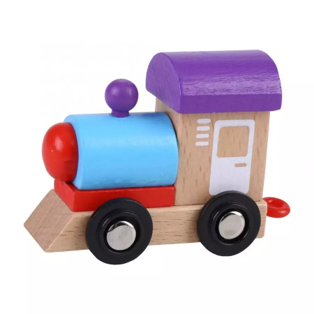 Tren din lemn cu vagoane cifre de la 0 la 9, multicolor [2]