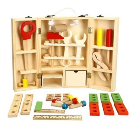 Trusa de scule din lemn Montessori, 25 piese, Toyska [0]