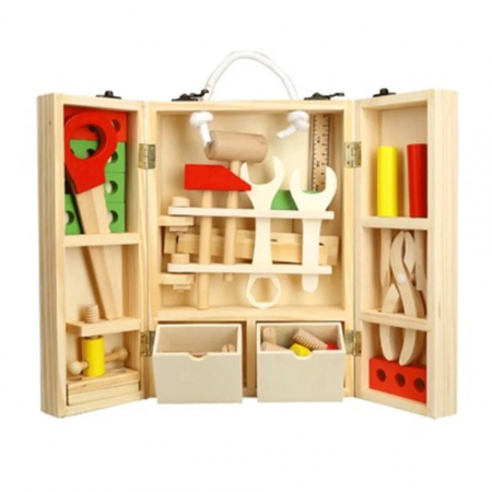 Trusa de scule din lemn Montessori, 40 piese, multicolor [1]