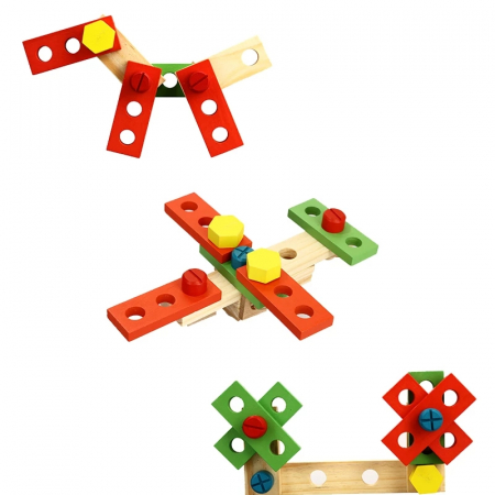 Trusa de scule din lemn Montessori, 40 piese, multicolor [4]
