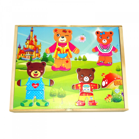 Joc Puzzle din lemn Imbraca Ursuletii, Toyska [0]