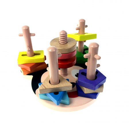 Sortator Montessori forme geometrice, 5 coloane