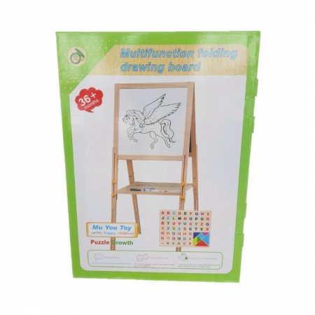 Tabla educativa reglabila din lemn, 3 in 1 sevalet, 71x51, Toyska [0]