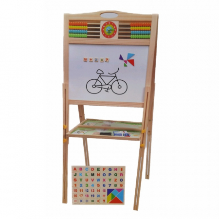Tabla educativa reglabila din lemn, 3 in 1 sevalet, 80x58, Toyska [2]