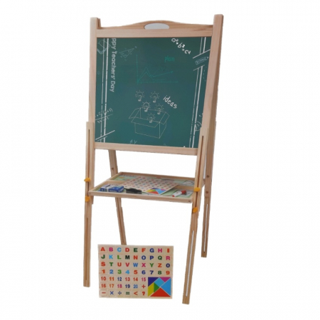 Tabla educativa reglabila din lemn, 3 in 1 sevalet, 80x58, Toyska [1]