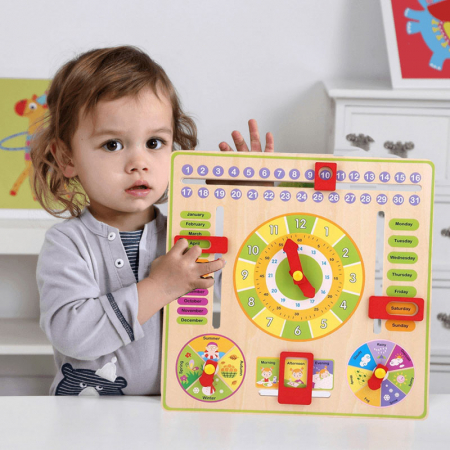 Jucarie Calendar si ceas din lemn limba engleza, Toyska [0]