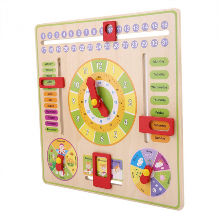 Jucarie Calendar si ceas din lemn limba engleza, Toyska [1]