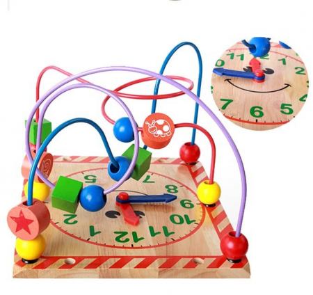 Cub din lemn educativ 6 in 1 activitati Busy Beads Panda, Toyska [3]