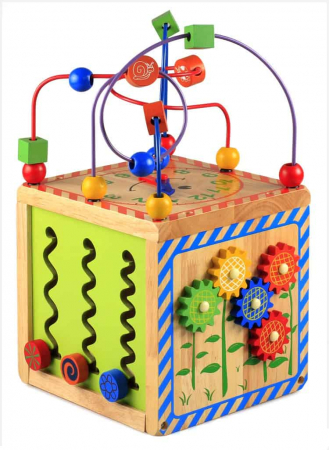 Cub din lemn educativ 6 in 1 activitati Busy Beads Panda, Toyska [2]