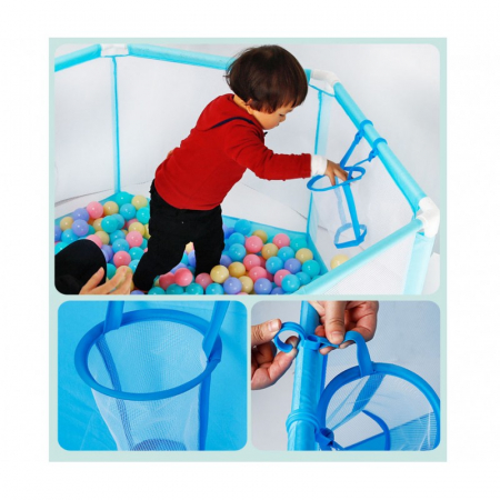 Tarc de joaca pentru bebelusi, 125x55 cm, 50 bile, Albastru [2]
