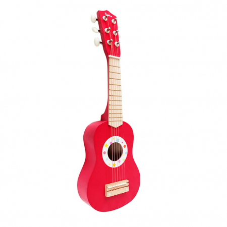 Jucarii Montessori din lemn - Chitara clasica din lemn de jucarie, 53 cm, Rosu