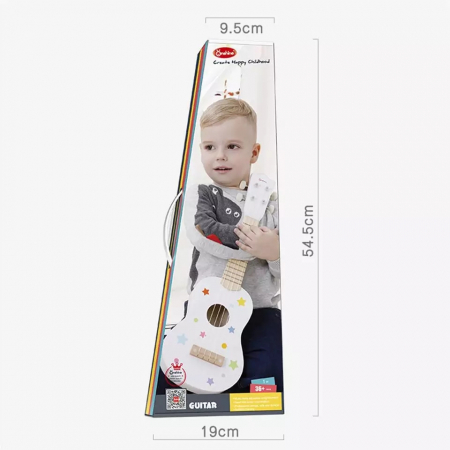 Chitara clasica din lemn de jucarie, 53 cm, Alb [4]
