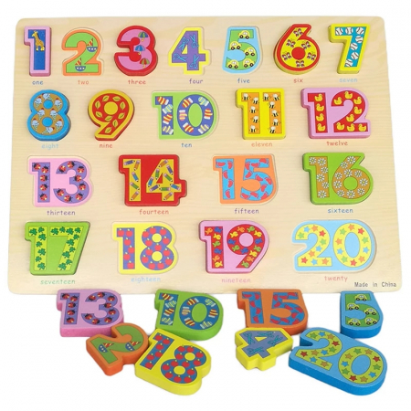 Puzzle 3D lemn numere in engleza 1-20, Toyska [0]