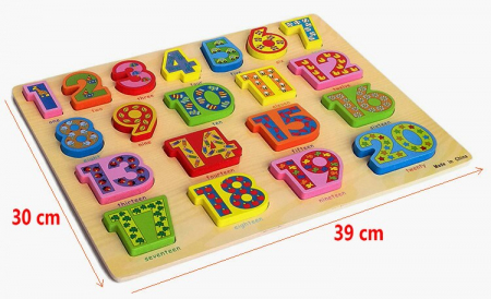 Puzzle 3D lemn numere in engleza 1-20, Toyska [4]