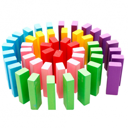 Cuburi Lemn Jenga Turnul Instabil Colorate, 48 piese, multicolor [4]