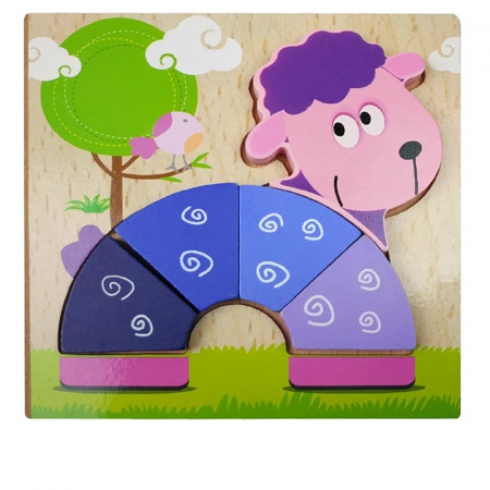 Set 4 Puzzle Incastru din lemn 3D, model E [3]
