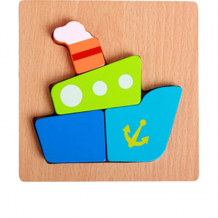 Set 4 Puzzle Incastru din lemn 3D, model D [4]