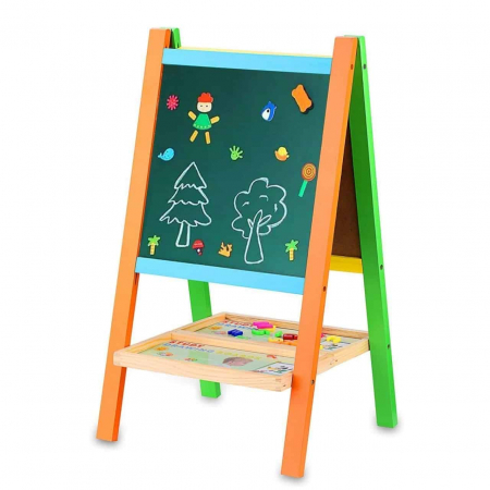 Tablite educative - Tabla educativa din lemn 3 in 1 sevalet, 65x36 cm