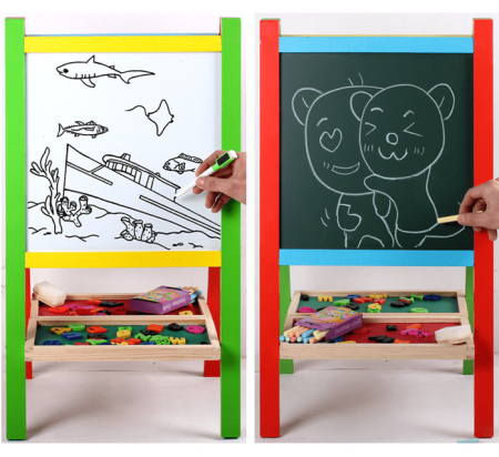 Tabla educativa din lemn 3 in 1 sevalet, 65x36 cm [4]