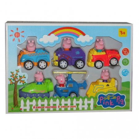 Set de joaca 6 figurine Peppa Pig in masinute [0]