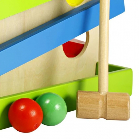 Circuit Montessori cu bile din lemn si ciocanel, multicolor [1]