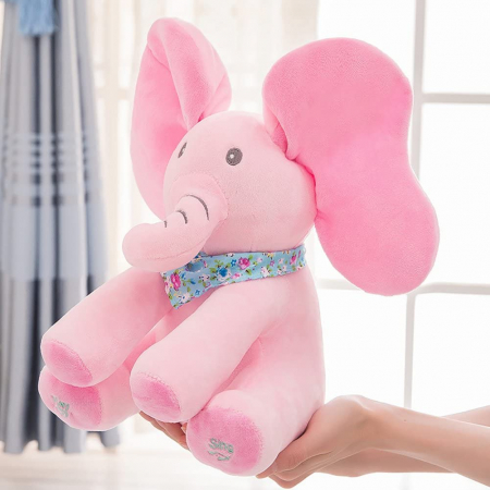 Jucarie interactiva Elefant Peek a Boo, 30 cm, roz [2]