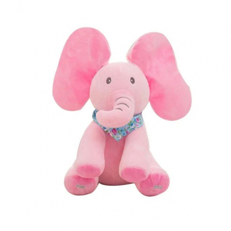 Jucarie interactiva Elefant Peek a Boo, 30 cm, roz [0]
