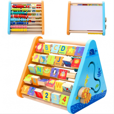 Centru de activitati 5 in 1 din lemn Piramida, Numaratoare, multicolor [1]