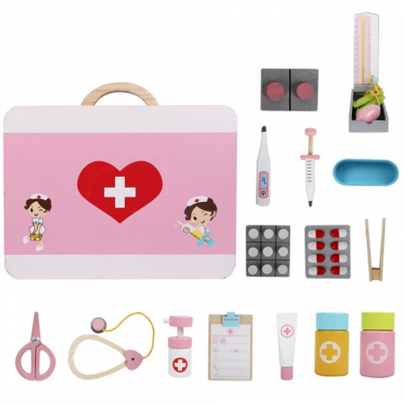 Trusa doctor jucarie din lemn, 16 piese, multicolor [1]