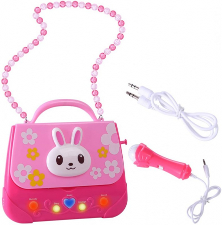 Microfon de jucarie portabil cu gentuta Boombox, roz [0]