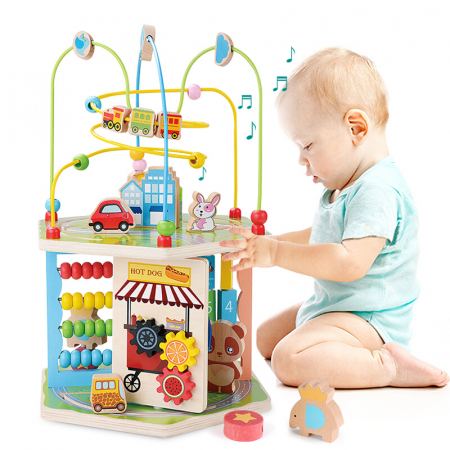 Cub educativ din lemn City Tour cu muzica, 41.5 x 29.5 cm, multicolor [2]