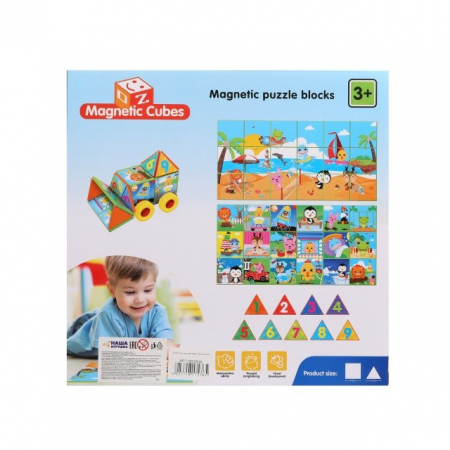 Joc constructiI magnetice si puzzle Magnetic Cubes, 40 piese, multicolor [3]