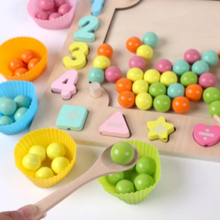 Joc Montessori de indemanare Fishing Beads 4 in 1, multicolor [3]