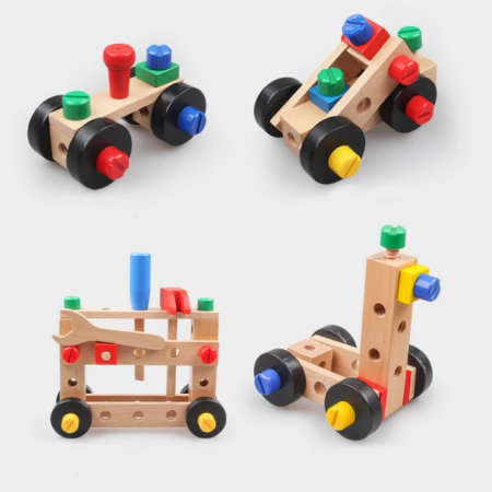 Scaun Montessori din lemn cu diferite modele de asamblare, multicolor [4]