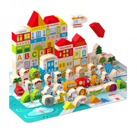 Set cuburi lemn Oraselul City Blocks, 100 piese [0]