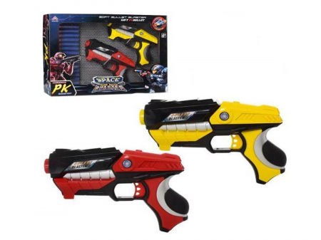 Set 2 Pistoale Space Blaster, gloante cu ventuze din spuma, multicolor [0]