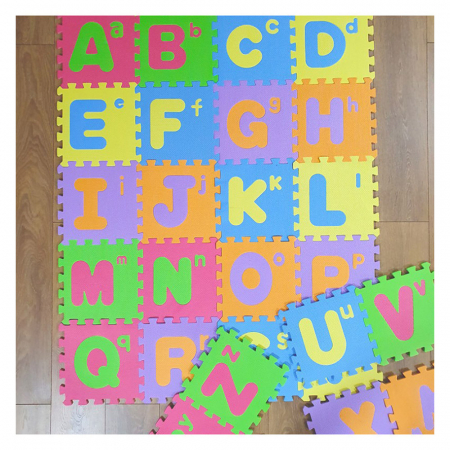 Covoras de joaca puzzle termic si educativ Alfabet, 26 piese, 30x30 cm, multicolor [0]