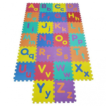 Covoras de joaca puzzle termic si educativ Alfabet, 26 piese, 30x30 cm, multicolor [3]