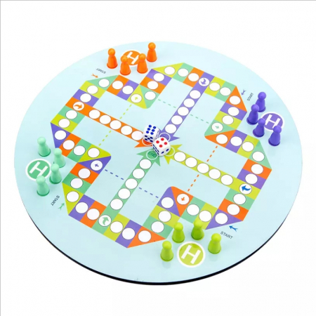 Ceas multifuncional din lemn cu doua fete, games, chess, fishing beads, multicolor [4]