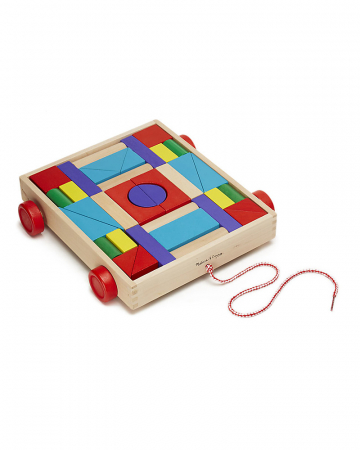 Carucior de tras cu cuburi constructie, Melissa&Doug, 36 cuburi