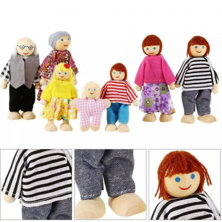 Set 6 papusi din lemn, Familia Puppet, multicolor [1]