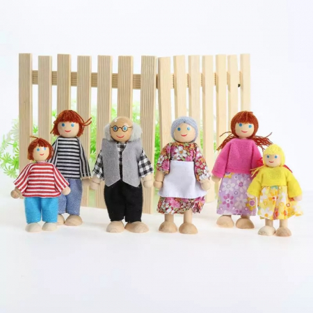 Set 6 papusi din lemn, Familia Puppet, multicolor [2]
