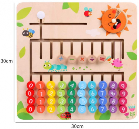 Joc lemn Montessori labirint matematica, multicolor [3]
