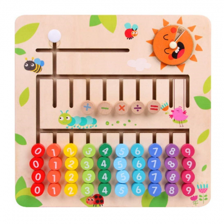 Joc lemn Montessori labirint matematica, multicolor [0]
