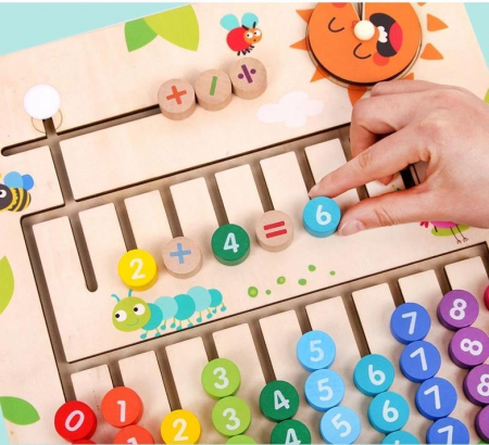 Joc lemn Montessori labirint matematica, multicolor [1]