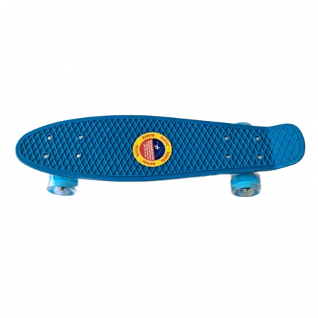 Penny Board cu roti de silicon si lumini LED, 55 cm, Albastru [1]