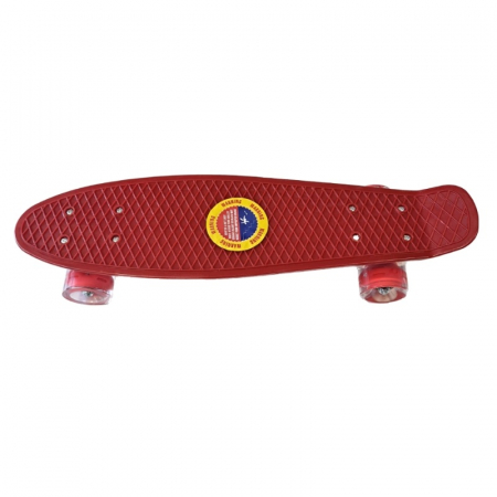 Penny Board cu roti de silicon si lumini LED, 55 cm, Rosu [1]