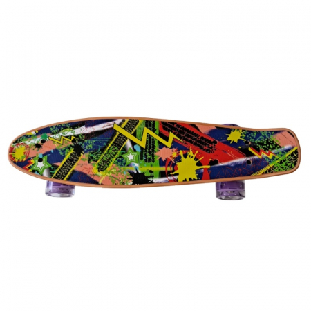 Penny Board cu roti de silicon si lumini LED, Graphic Print, 56 cm, multicolor, model C [1]